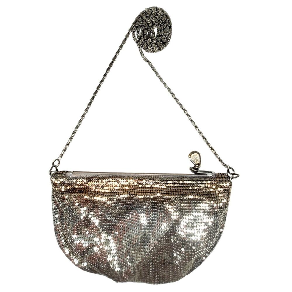 Vintage 60s 70s Metallic Sliver Gold‎ Tone Mesh Ombré Chainmail Crossbody Bag